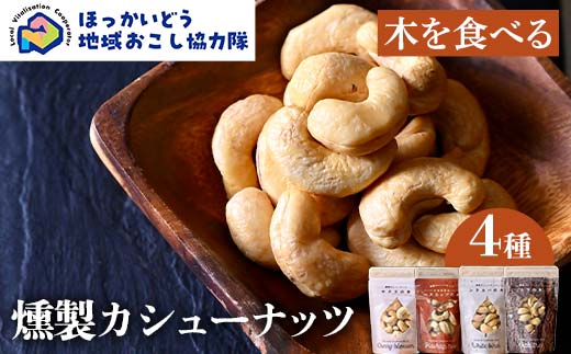 【木を食べる】燻製カシューナッツ4種セット 地域おこし協力隊関連返礼品  燻製 ナッツ 加工品 食品 北海道 F6S-631