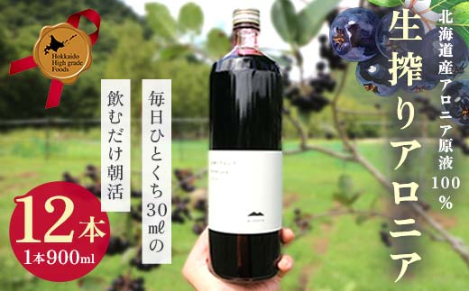 生搾りアロニア900ml 12本 北のハイグレード食品2024 日本ギフト大賞2024北海道賞 F6S-236
