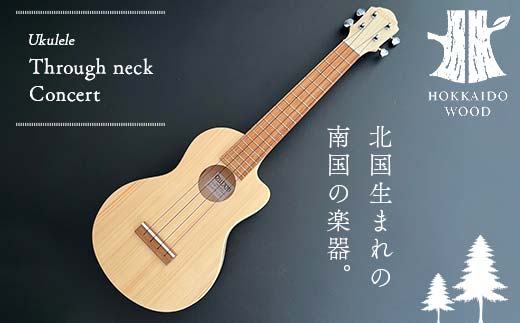 【ふるさと納税】Through neck Concert  ウクレレ 楽器 弦楽器 音楽 演奏 HOKKAIDO WOOD  F6S-204