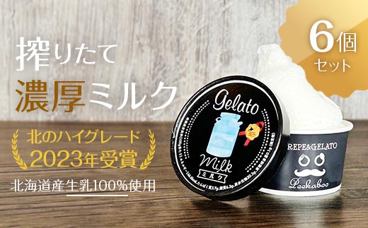 北のハイグレード2023年受賞・北海道日高★生乳の極み・みるくジェラート6個セット F6S-006