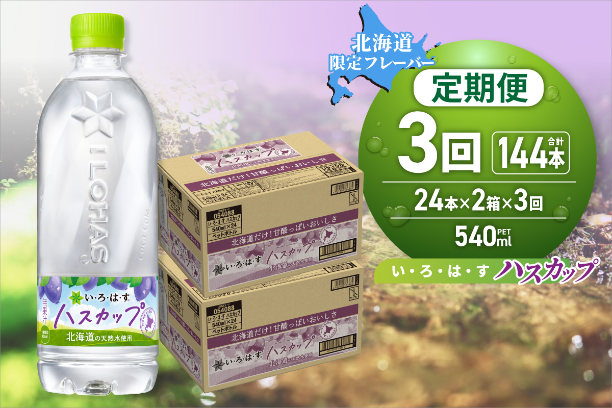 【３ヶ月定期便】い・ろ・は・す ハスカップ　540mlPET×48本｜コカ・コーラ 飲料 ドリンク 飲み物 水 いろはす 北海道 札幌市