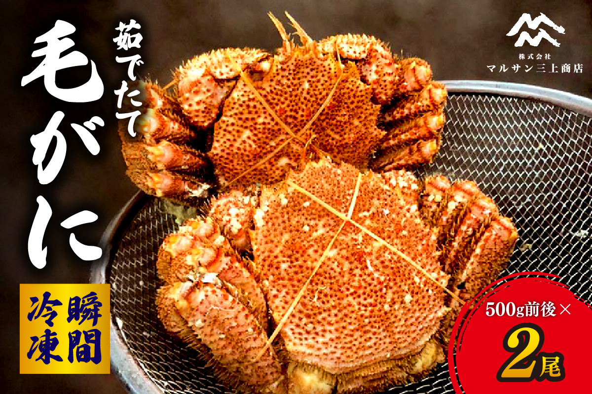茹でたて毛がに(瞬間冷凍）500ｇ前後×2尾