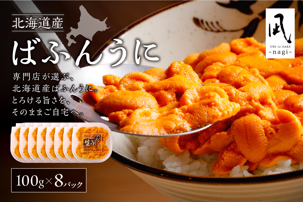 【先行予約】《北海道産》バフンウニ 塩水 100g×8パック＜札幌カネシン水産＞ | ウニ丼 無添加 北海道 札幌市