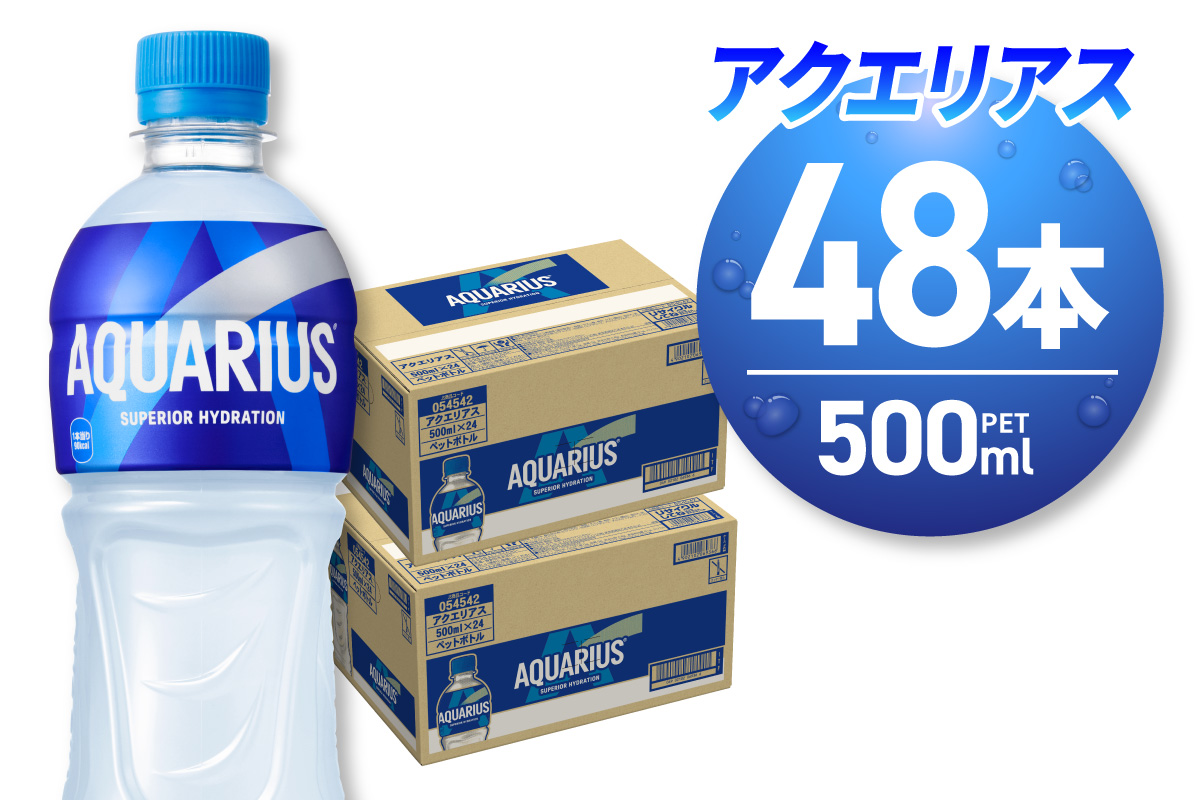 アクエリアス500mlPET×48本｜コカ・コーラ 飲料 ドリンク 飲み物 スポーツドリンク スポドリ 北海道 札幌市