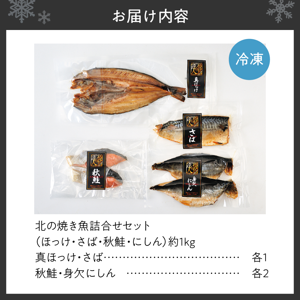 北の焼き魚詰合せセット（真ほっけ・さば・秋鮭・にしん）