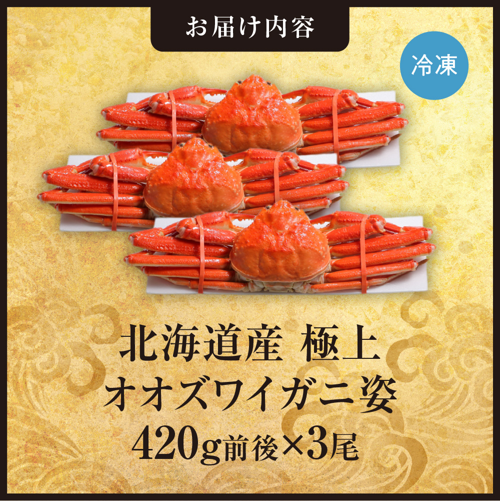北海道産極上オオズワイガニ姿　420g前後×3尾セット