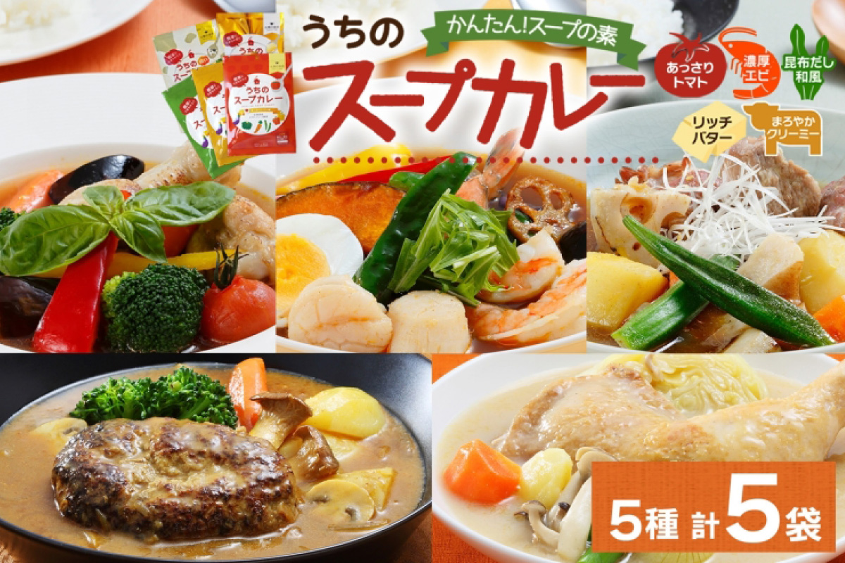 スープカレーの素 うちのスープカレー 贅沢5種セット 計5袋