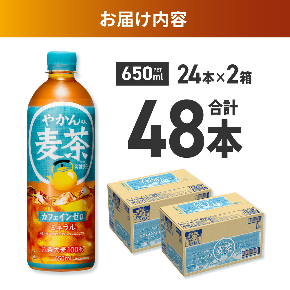 やかんの麦茶 from 爽健美茶 650mlPET×48本｜コカ・コーラ 飲料 ドリンク 飲み物 お茶 麦茶北海道 札幌市