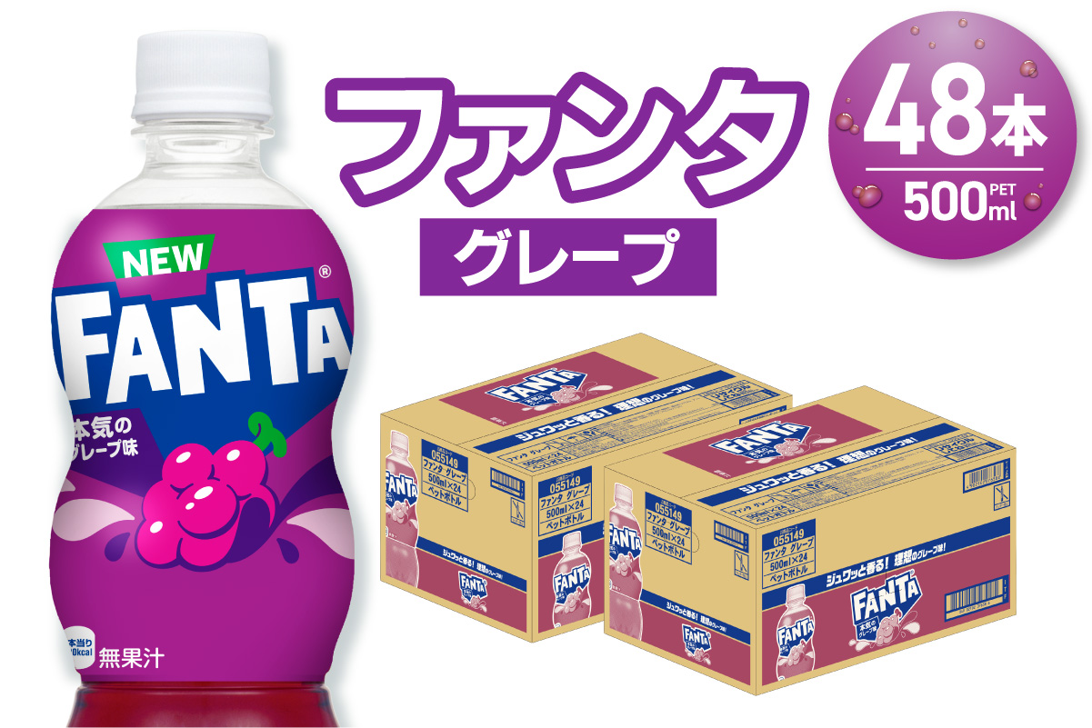 ファンタ グレープ 500mlPET×48本（2ケース） |  炭酸飲料 ペットボトル コカ・コーラ 北海道 札幌市