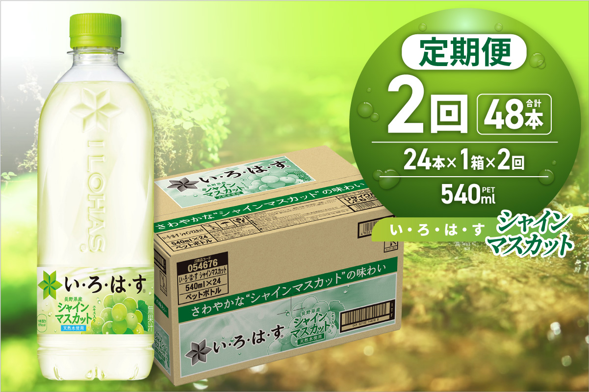 【２ヶ月定期便】い・ろ・は・す シャインマスカット540mlPET×24本｜コカ・コーラ 飲料 ドリンク 飲み物 水 フレーバー いろはす 北海道 札幌市