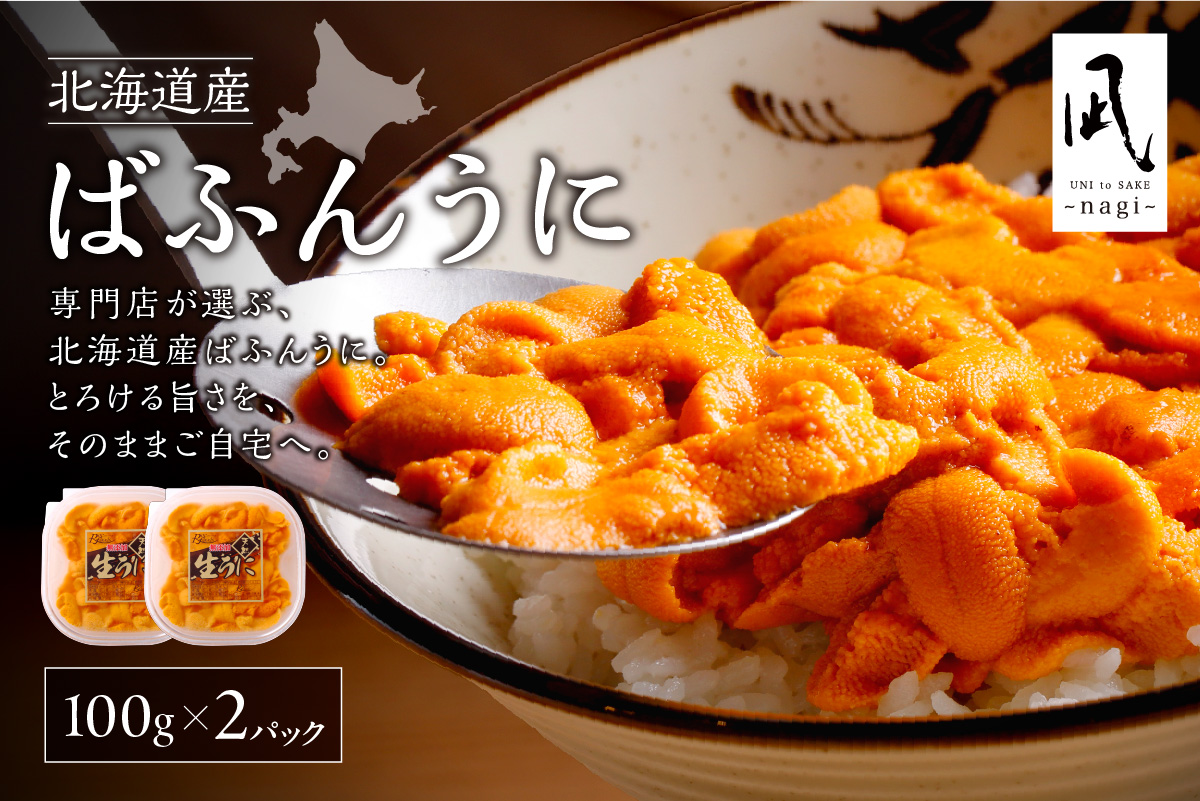 【先行予約】《北海道産》バフンウニ 塩水 100g×2パック＜札幌カネシン水産＞ | ウニ丼 無添加 北海道 札幌市
