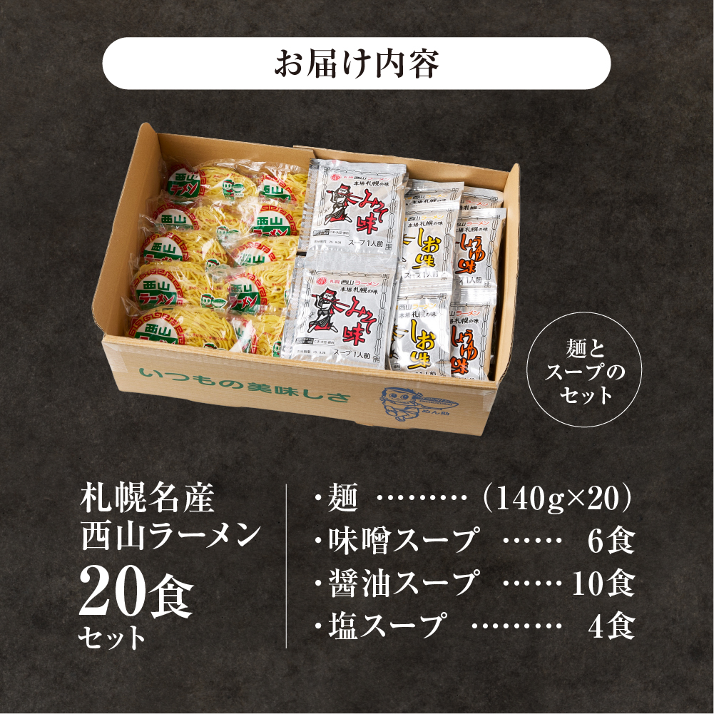 西山ラーメン　札幌名産西山ラーメン20食セット