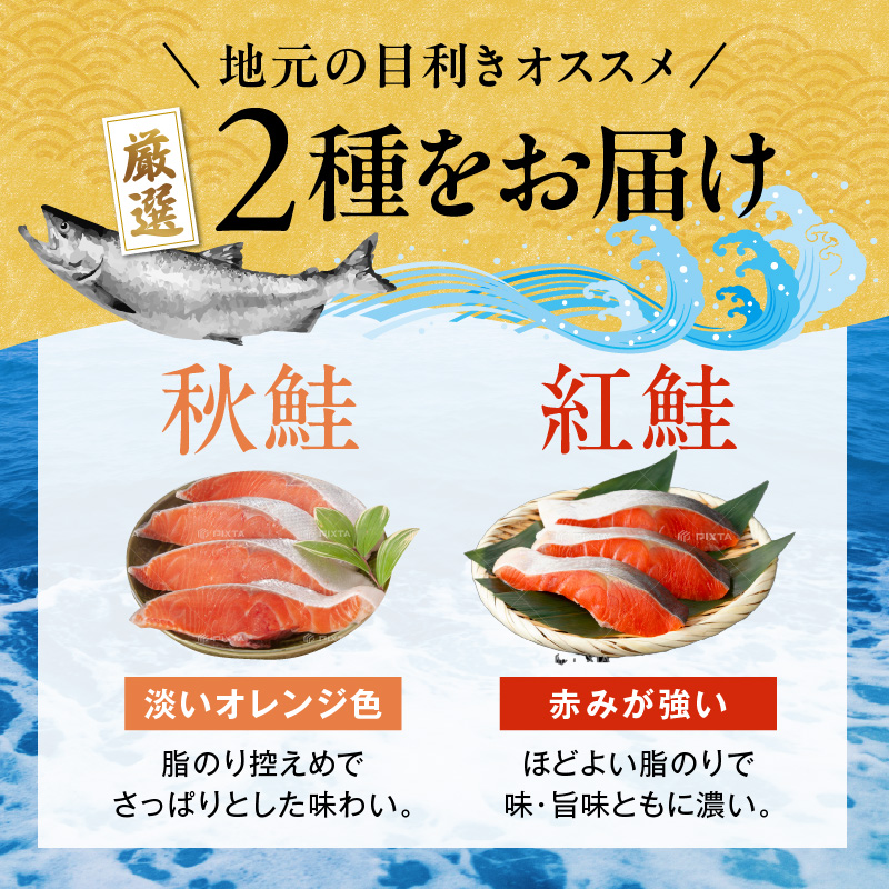 紅鮭切身＆秋鮭切身セット（32切）_HD231-001