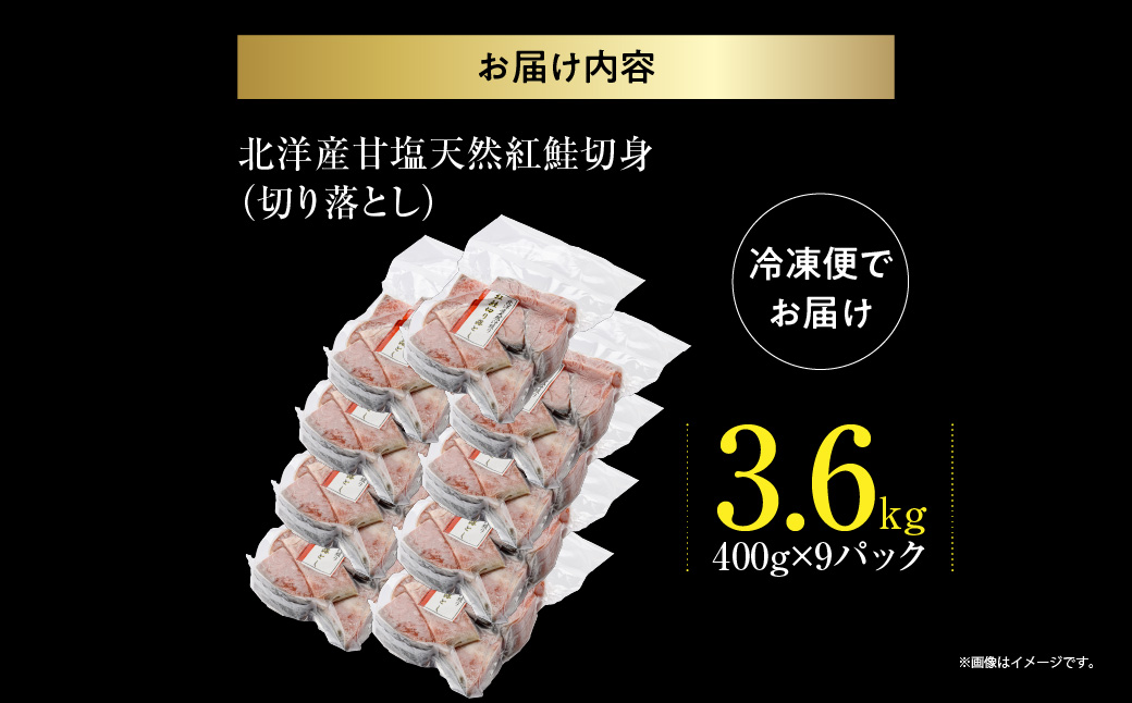 北洋産甘塩天然紅鮭切身3.6kg（切り落とし）_HD272-003