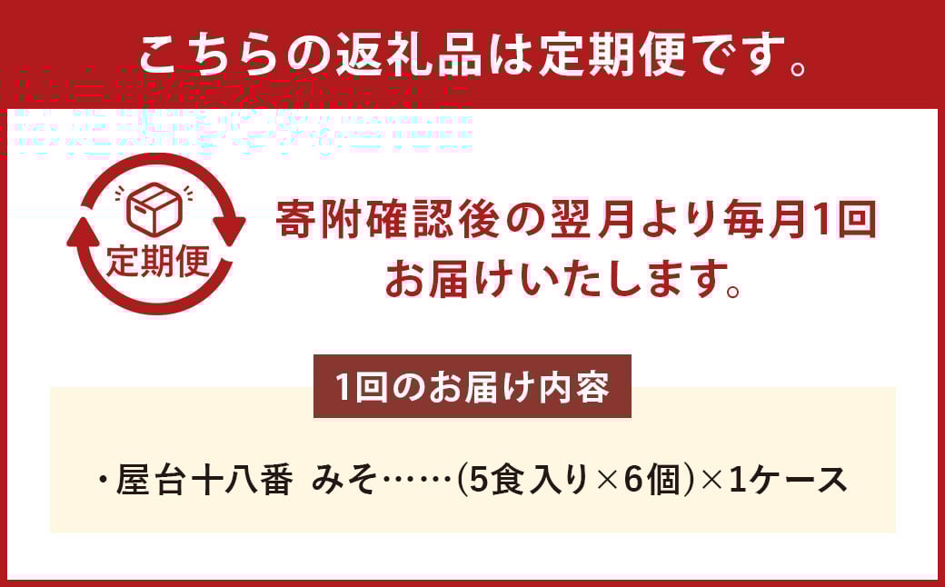 【3回定期便】 屋台十八番 みそ 5食×6個（1ケース） 計30食 ラーメン 札幌ラーメン みそラーメン 味噌ラーメン 味噌 即席ラーメン インスタントラーメン インスタント 拉麺 麺 めん 即席麺