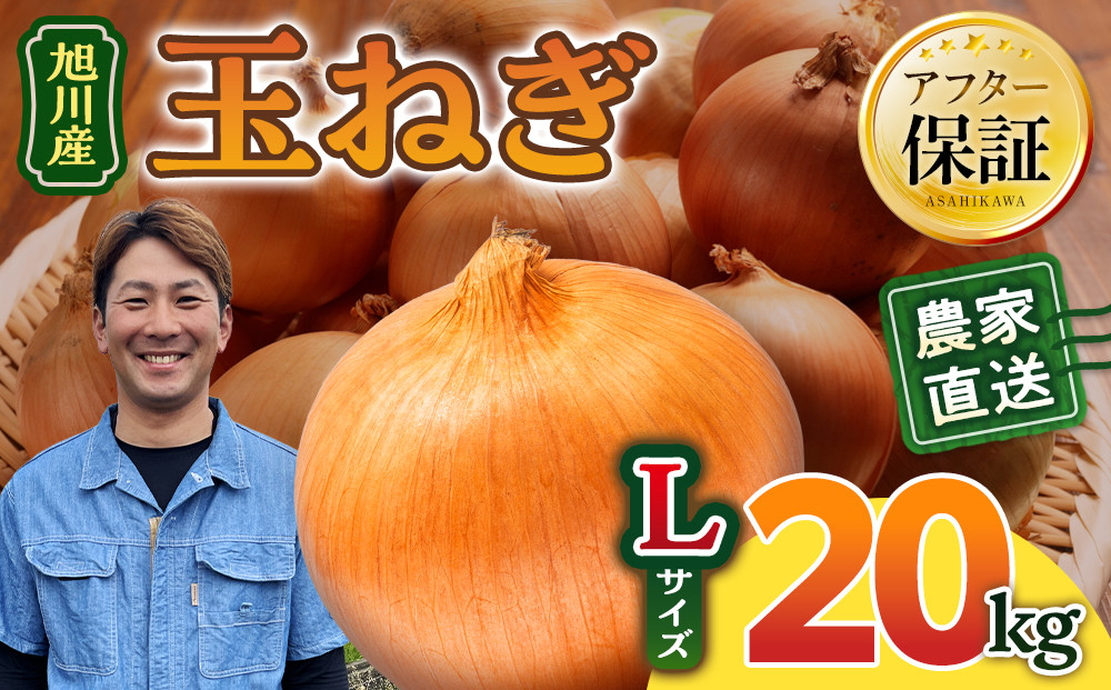 【先行予約】農家直送 低農薬 旭川産 玉ねぎＬサイズ20kg(2026年9月発送開始予定)_05935