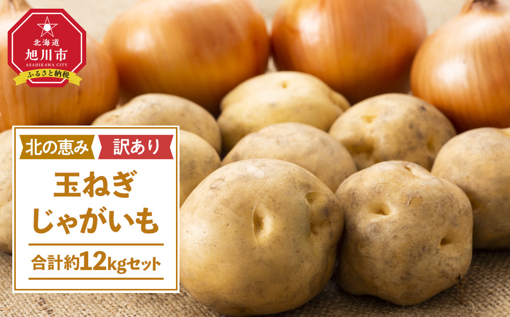 【先行予約】サイズ不揃い訳あり 北の恵み玉ねぎ・じゃがいも 合計約12kgセット（2026年9月下旬から発送予定）【 芋 玉葱 野菜 産地直送 旬 お取り寄せ 詰め合わせ 旭川市 北海道 】_02066