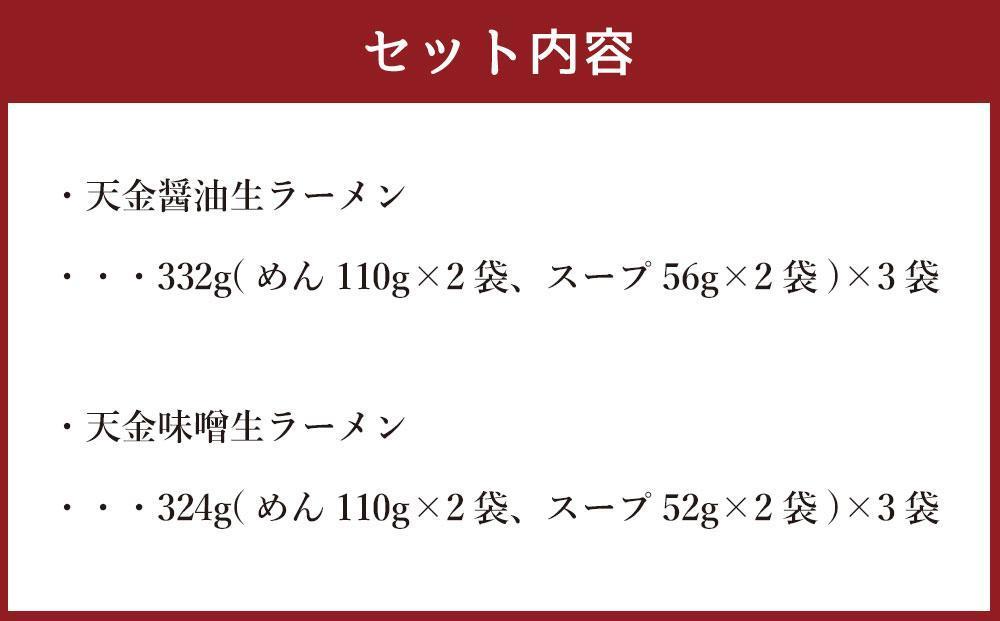 【父の日ギフト】藤原製麺 製造　旭川ラーメン 天金生ラーメンセット ( 天金醤油、天金味噌 )各2袋入り×3袋_02903