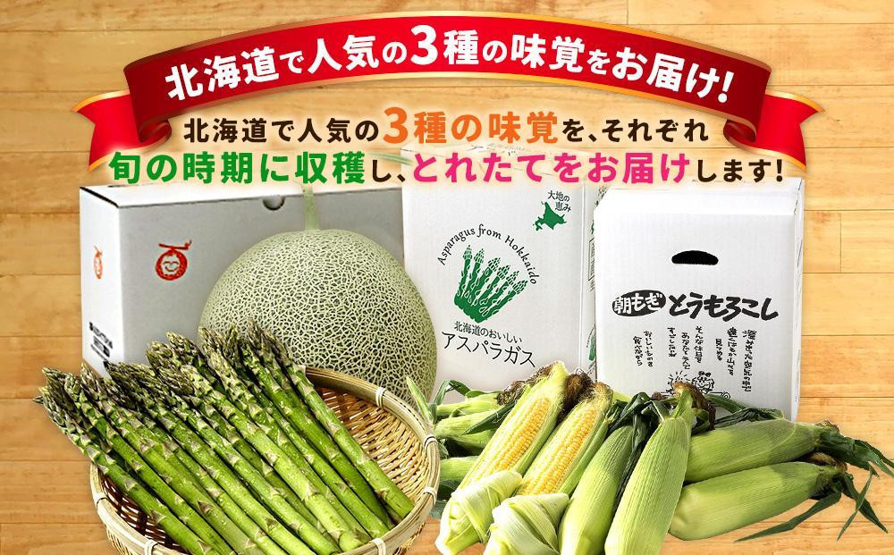 【2026年発送先行予約】とれたて旬鮮便～北海道旭川市から旬の定期便～【 野菜 アスパラ グリーンアスパラ アスパラガス ゴールドラッシュ とうもろこし 赤肉 メロン フルーツ 果物 旭川市ふるさと納税 北海道ふるさと納税 旭川市 北海道 お取り寄せ 定期便 頒布会 冷蔵配送 クール便 】 _01107