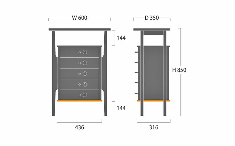 旭川家具　山室家具製作所　プロトNo.402リビングチェスト　ウォールナット