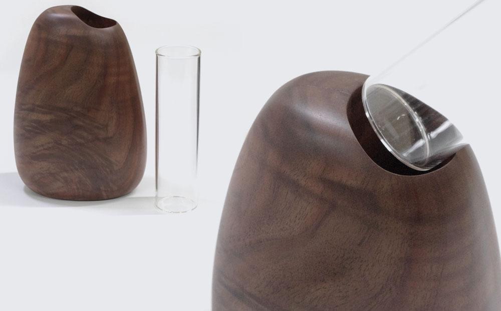 Mango vase -  large　walnut/SASAKI【旭川クラフト(木製品/一輪挿し)】マンゴーベース / ササキ工芸