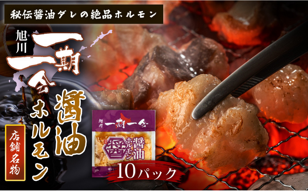 【名物グルメ 醤油ホルモン 冷凍】炭焼あぶりや 一期一会 秘伝ダレ豚ホルモン10パック_05481