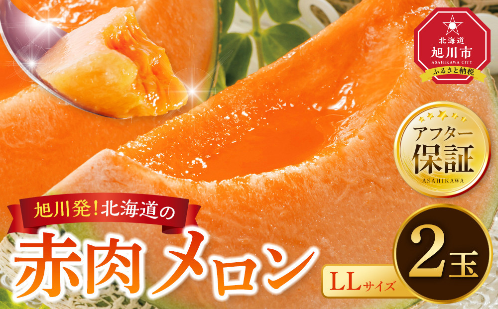 【26年発送先行予約】北海道産 赤肉メロン LLサイズ 2玉（計4.0kg以上）2026年7月上旬から発送開始予定 【 果物 くだもの フルーツ メロン 赤肉 赤肉メロン 旬 お取り寄せ 甘い 北海道産 旭川市 北海道 】_02099 ●