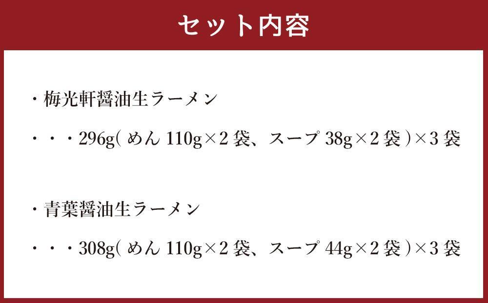 【父の日ギフト】藤原製麺 製造　旭川ラーメン 醤油生ラーメンセット ( 青葉醤油、梅光軒 )各2袋入り×3袋_02908