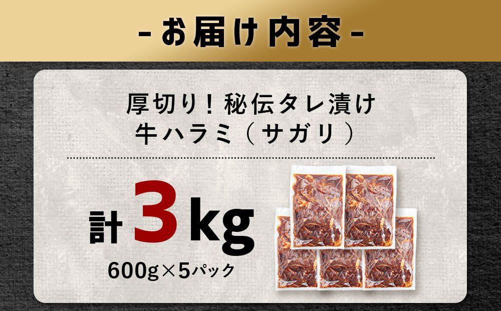 厚切り柔らか秘伝の味付き牛ハラミ(サガリ) 3.0kg(600g×5袋※タレ込み)_01661