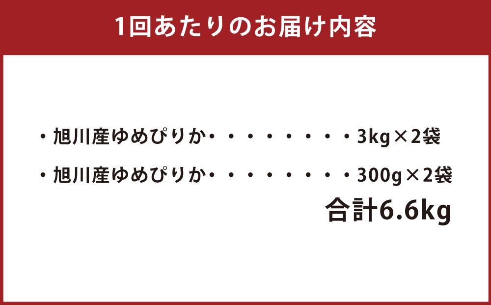 【3回定期便/2025年2月開始】令和6年産 無洗米 旭川ゆめぴりか 6.6kg（3kg×2/300g×2）真空パック 【 白米 精米 ご飯 ごはん 米 お米 ゆめぴりか 旭川産 旬 旭川市ふるさと納税 北海道ふるさと納税 特A ふるさと納税 旭川市 北海道 送料無料 真空パック 保存 備蓄米 】_02151