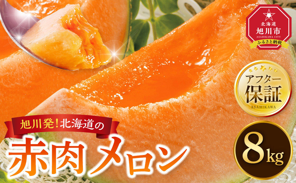 【26年発送先行予約】旭川発！北海道の赤肉メロン8kg（4～6玉）2026年7月上旬から発送開始予定 【 果物 くだもの フルーツ メロン 赤肉 赤肉メロン 旬 お取り寄せ 甘い 北海道産 旭川市 北海道 】_01103