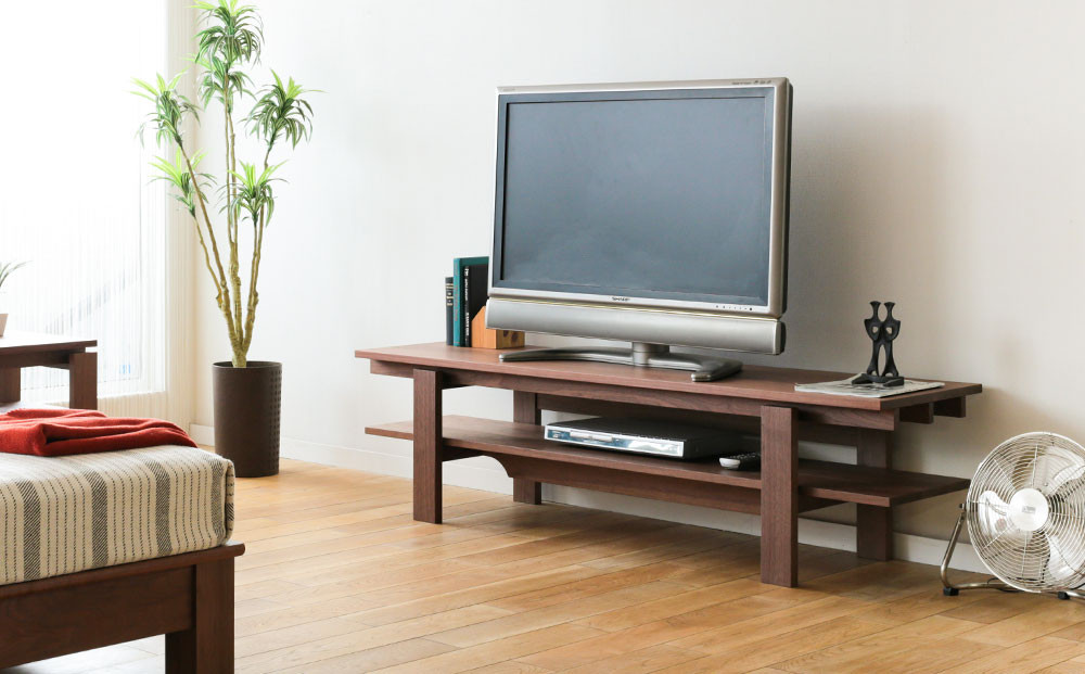 旭川家具 MUKU工房オリジナル ノキ TVボード ウォールナット_04913