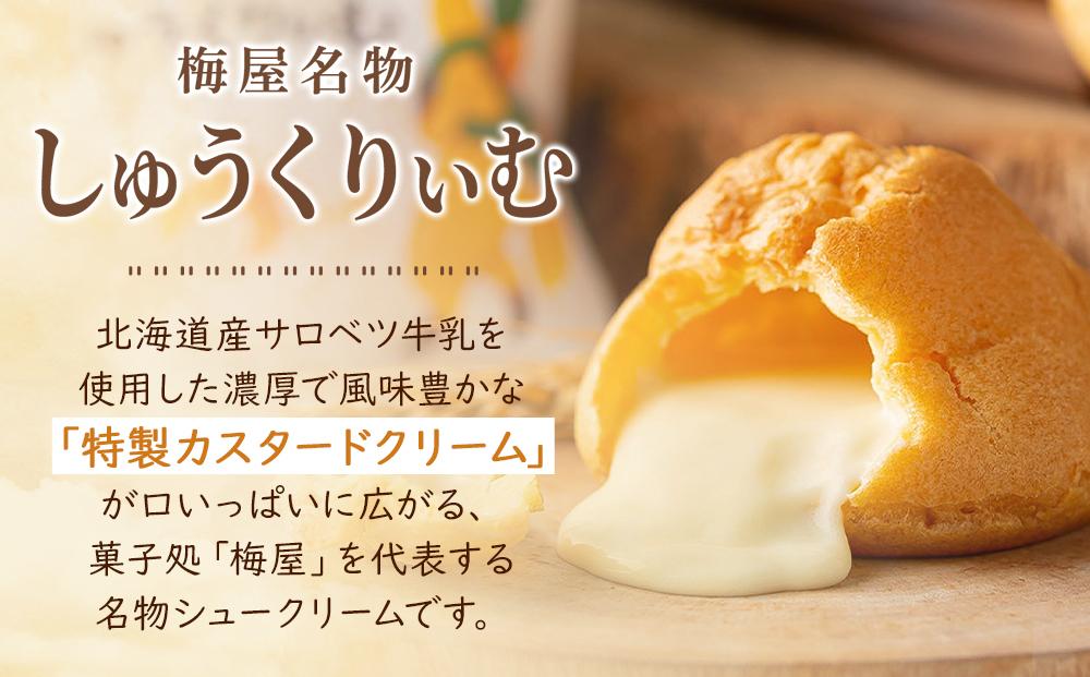 【定期便】梅屋名物「しゅうくりぃむ」　12個　（3回隔月発送） 【 シュークリーム 菓子 お菓子 おかし スイーツ デザート 洋菓子 旭川 北海道 人気 お楽しみ セット 食品 】_04856