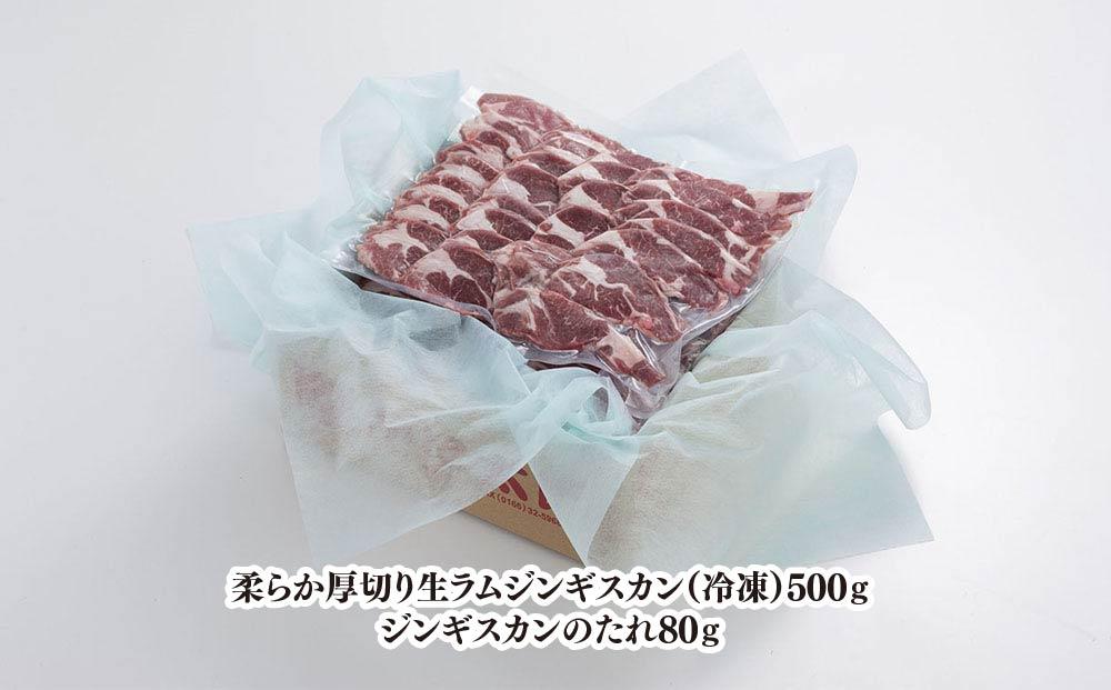 柔らか厚切り生ラムジンギスカン　500ｇ　たれセット【 肉 ジンギスカン 生ラム ラム肉 羊肉 たれ 小分け 冷凍 お取り寄せ 旭川市 北海道ふるさと納税 北海道 旭川市 簡単調理 焼肉 】_01185