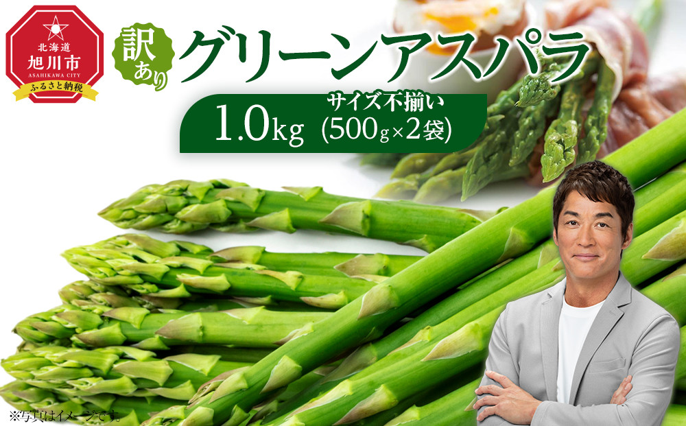 【先行予約】訳ありグリーンアスパラサイズ不揃い1kg（500g×2袋）2026年5月から発送開始予定 【 アスパラ アスパラガス 朝採り とれたて 野菜 旬 小分け 保存 産直 産地直送 お取り寄せ 旭川市 北海道 】_04841