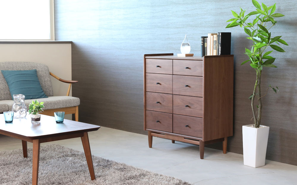 旭川家具 MUKU工房オリジナル ジャム リビングチェスト ウォールナット_04901