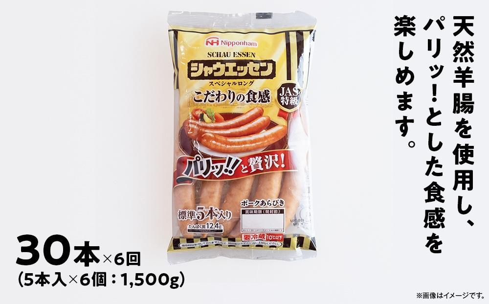 【ふるさと納税】【6ヶ月定期便】シャウエッセン スペシャル ロング 250g 6パック 北海道 旭川 ウインナー ソーセージ あらびき 粗挽き ウィンナー 食品 バーベキュー 豚肉 肉 日本ハム ギフト 小分け 送料無料 定期便 お肉 にく 大容量 レンチン お弁当 惣菜 おかず おつまみ 天然羊腸 _ 00607