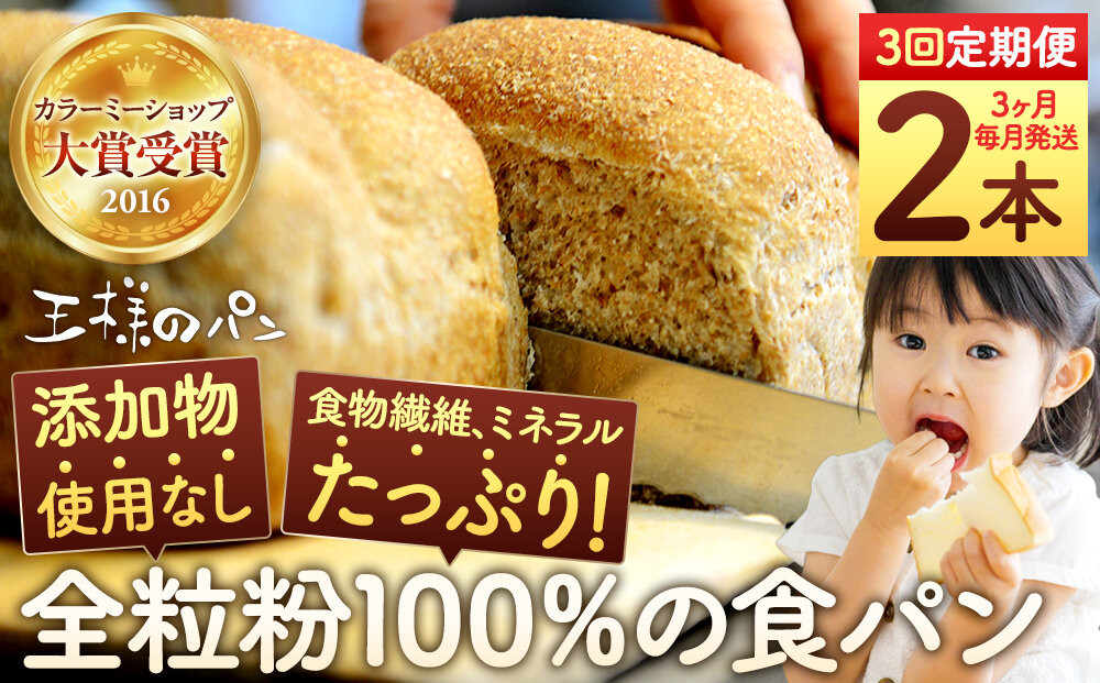 【3回定期便】 全粒粉 100％の 食パン 2本_05810