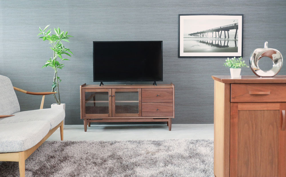 旭川家具 MUKU工房オリジナル ジャム テレビ台 ハイ 120 ウォールナット_04908