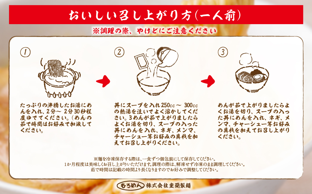 【定期便全6回】むろめん 生ラーメン10食 スープ付（懐かし醤油スープ4食、まろやか味噌スープ4食、鶏塩スープ2食） MROV025