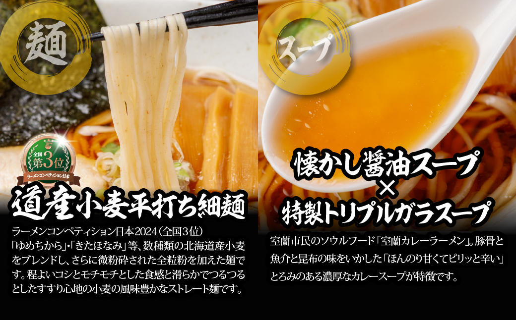 【品評会受賞麺】ラーメン・つけ麺 計１０食セット(カレーつけ麺２食、室蘭カレーラーメン２食、懐かし醤油ラーメン２食、味噌ラーメン２食、懐かし醤油ラーメン２食) MROV042