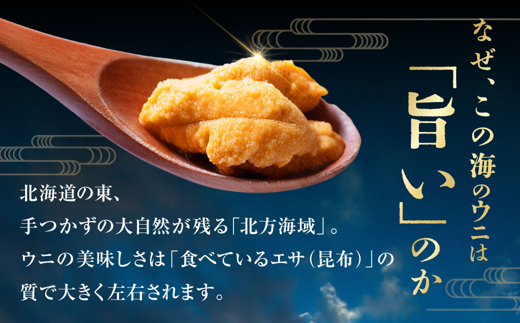 【特選】塩水ウニ 80g（エゾバフンウニ） 【6月中旬(予定)～9月発送不可】うに 雲丹 ミョウバン不使用 海鮮丼 寿司 冷蔵