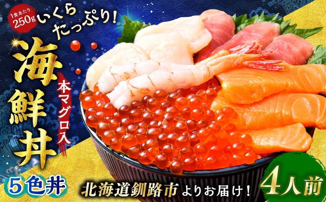 いくらたっぷり海鮮丼セット 4人用 イクラ いくら 海鮮丼 刺身 真空パック 小分け 北海道いくら 秋鮭 秋鮭イクラ 新鮮 海鮮 F4F-8627