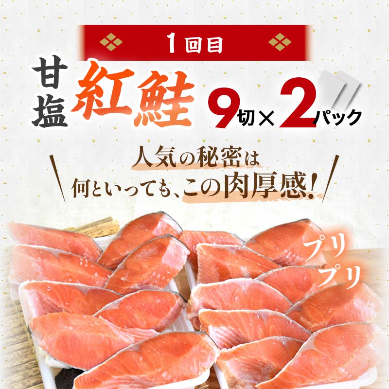 人気の鮭を食べ比べ 定期便 紅鮭×2種 銀鮭×1種 計38切れ 定期便 3か月連続 3種 しゃけ シャケ さけ サケ F4F-5397