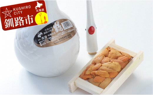 釧路福司「鶴」本醸造900mlとバフンうに折60gのセット ふるさと納税 うに 酒 F4F-0554