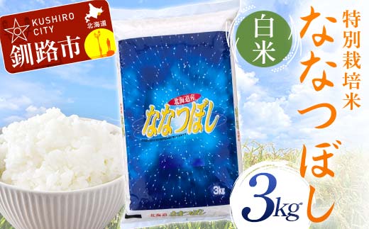 特別栽培米ななつぼし 3kg 白米 北海道産 米 コメ こめ お米 白米 玄米 通常発送 F4F-7071