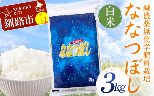 農薬9割減・化学肥料不使用ななつぼし 3kg 白米 北海道産 米 コメ こめ お米 白米 玄米 通常発送 F4F-7461