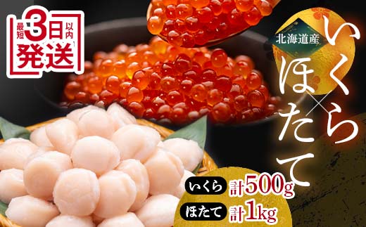 笹谷商店 いくら醤油漬け500g＆ほたて貝柱1kg ふるさと納税 海鮮 いくら 帆立 海鮮物 セット北海道 釧路 F4F-7873