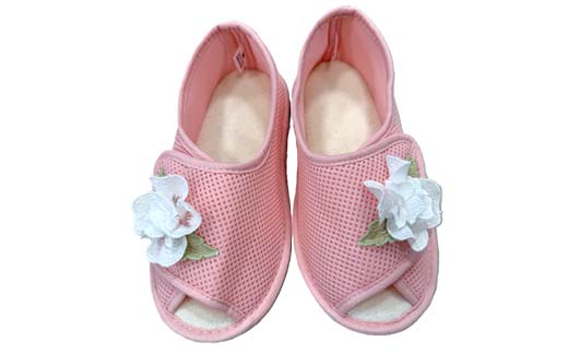 室内シューズ ピンク (前開き) Lサイズ 入院用 介護用 靴 母の日 ギフト くつ ルームシューズ 雑貨 F4F-8159