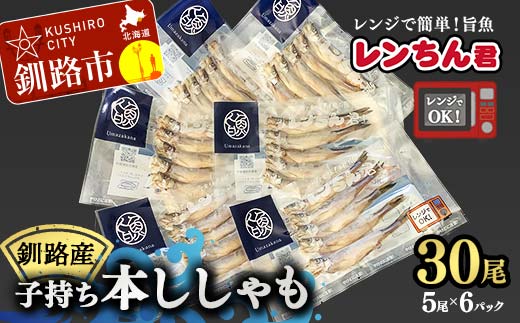 【期間限定！寄附額改定↓！】レンちん君釧路産子持ち本ししゃも30尾セット シシャモ 冷凍 魚 海産物 一夜干し 北海道 F4F-8444